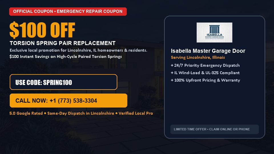 Isabella Master Garage Door $100 OFF Dual Torsion Spring Replacement
