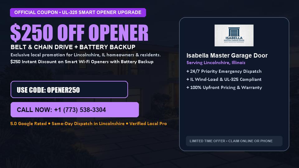 Isabella Master Garage Door $250 OFF Premium LiftMaster Opener Installation