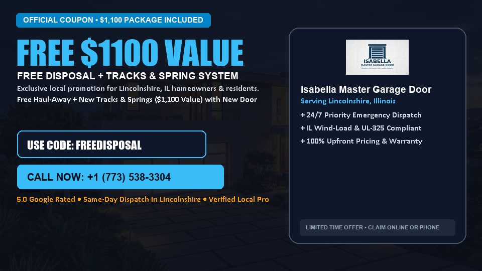 Isabella Master Garage Door FREE Haul-Away & Heavy-Duty Tracks with New Door