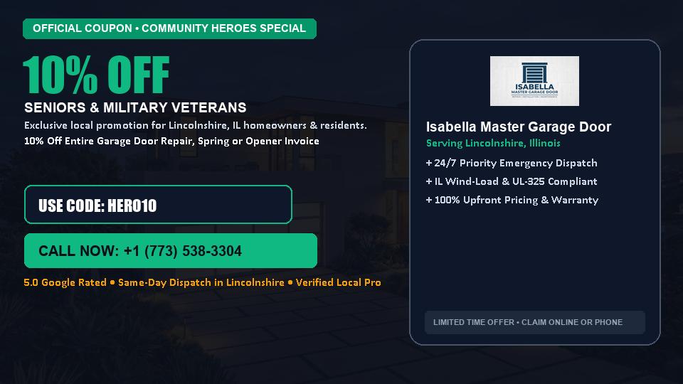 Isabella Master Garage Door 10% OFF Seniors & Military Veterans in Lincolnshire, IL